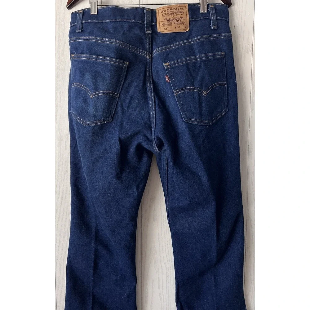 Vintage LEVIS 517 DARK BLUE Jeans 36x32 (FITS 34x32) Bootcut USA 90s Stretch